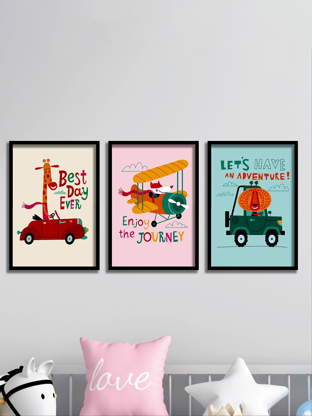 

SAF Red & Yellow 3 Pieces Kids Room Painting Waterproof Wall Arts