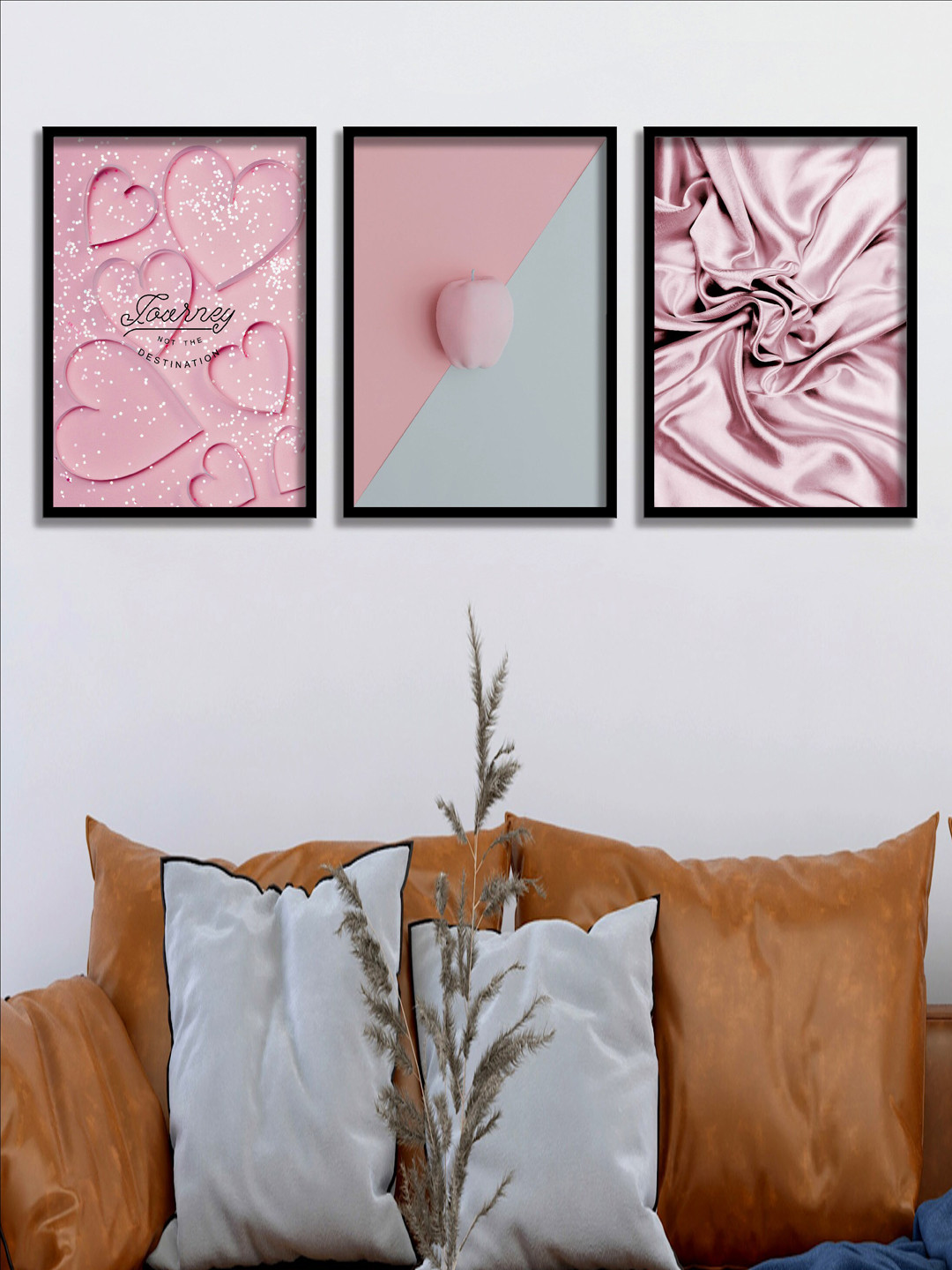 

SAF Pink 3 Pieces Love Theme Painting Wall Art