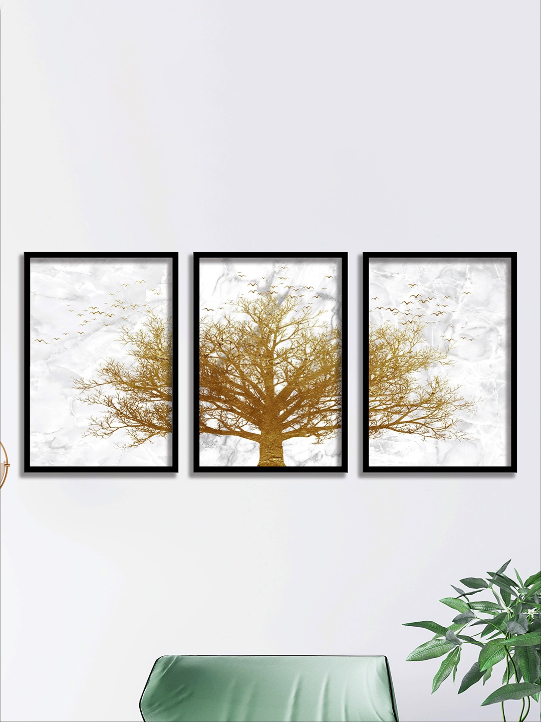 

SAF White & Brown 3 Pieces Tree Painting Wall Art