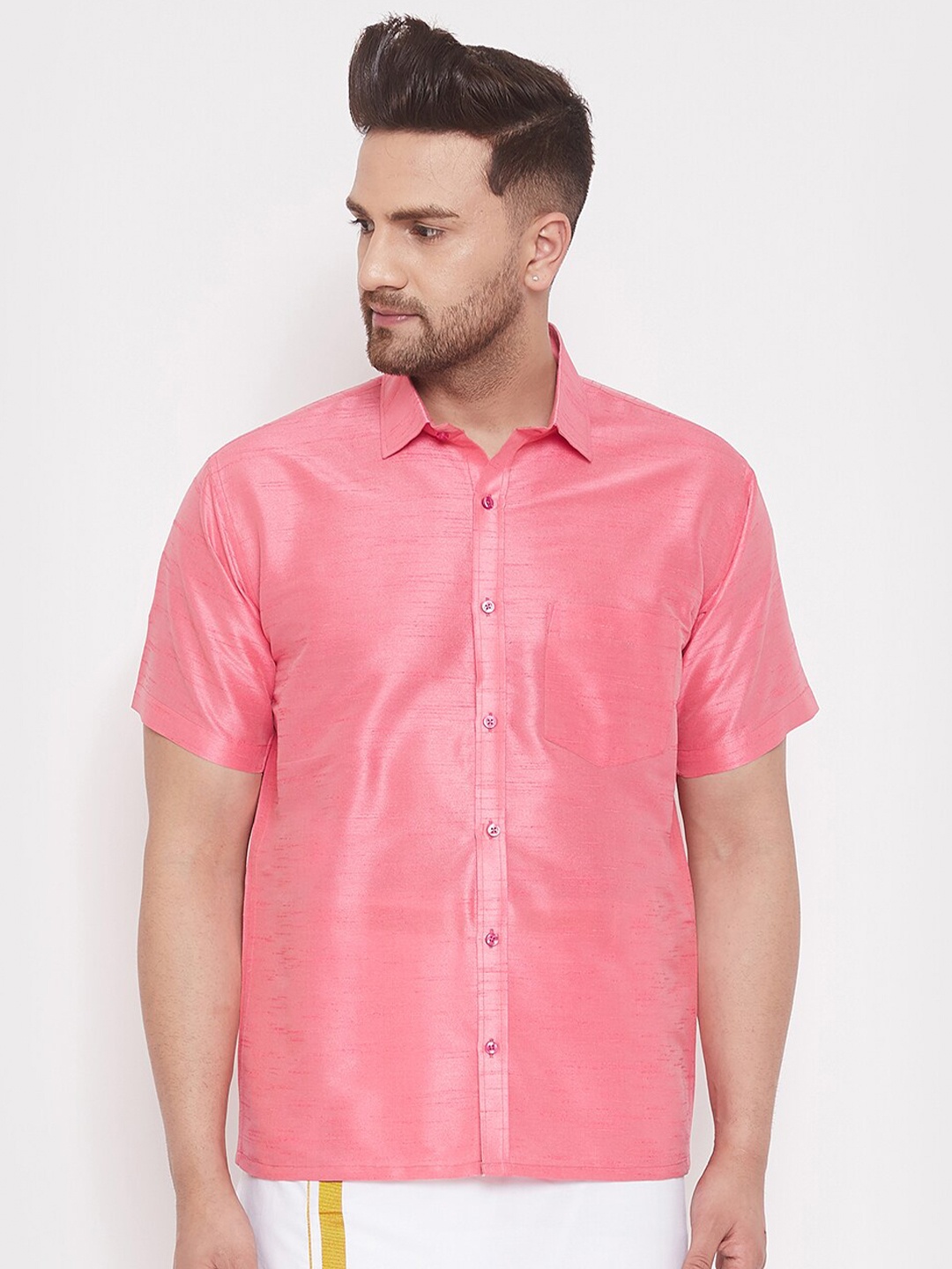 

VASTRAMAY Premium Spread Collar Casual Shirt, Pink