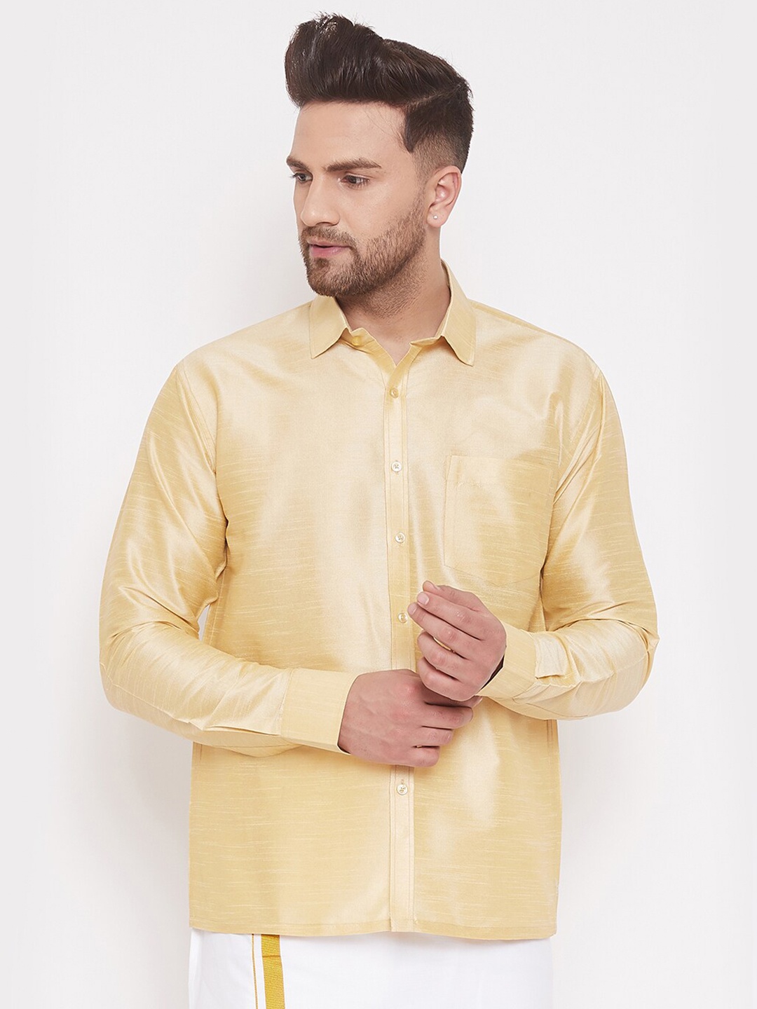 

VM Premium Spread Collar Casual Shirt, Gold