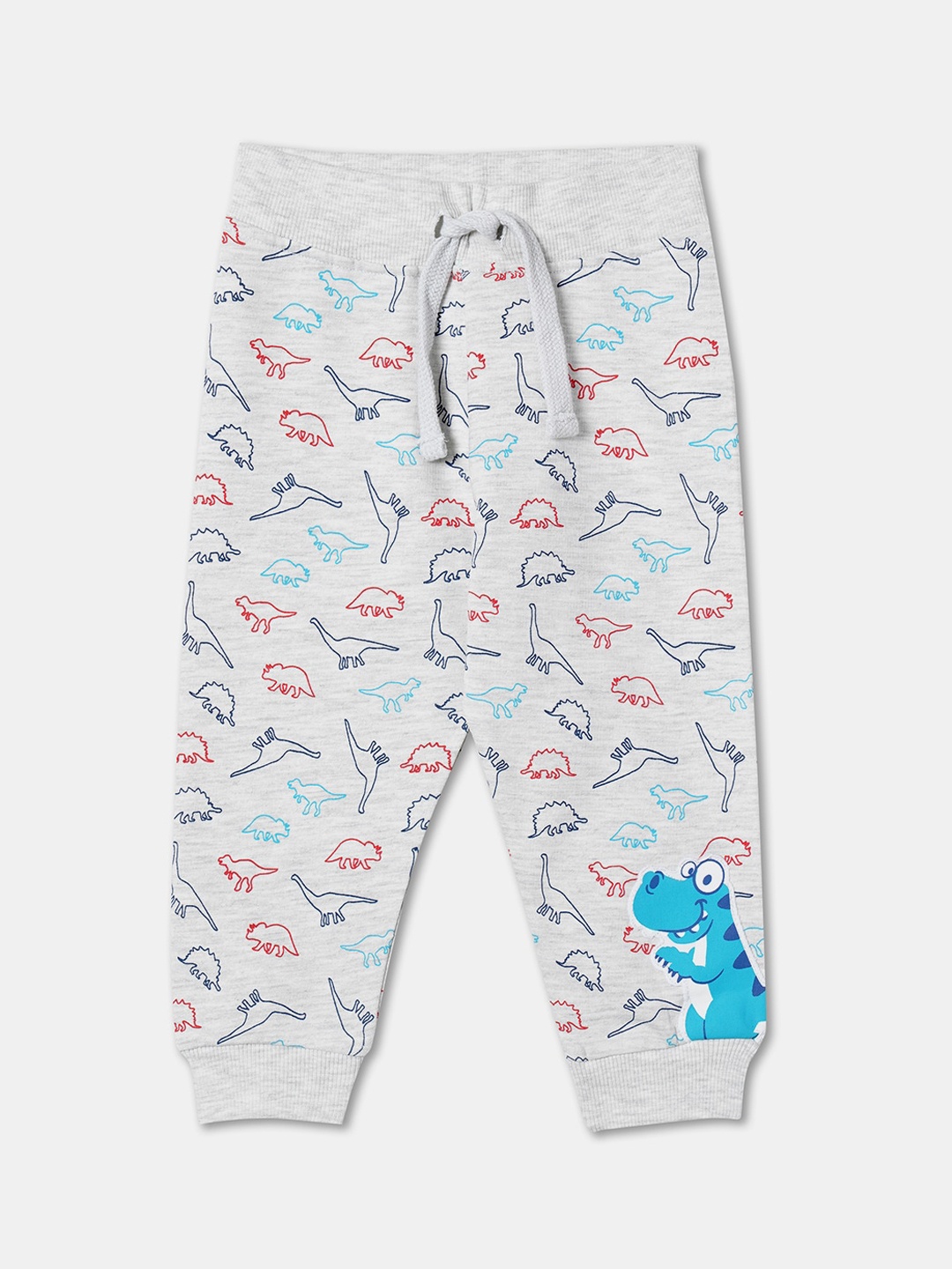 

R&B Boys Graphic Printed Cotton Relaxed-Fit Joggers, Grey