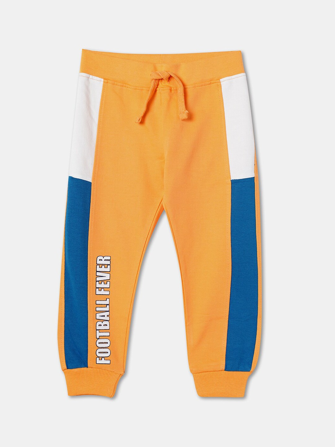 

R&B Boys Typography Printed Mid-Rise Cotton Joggers, Orange