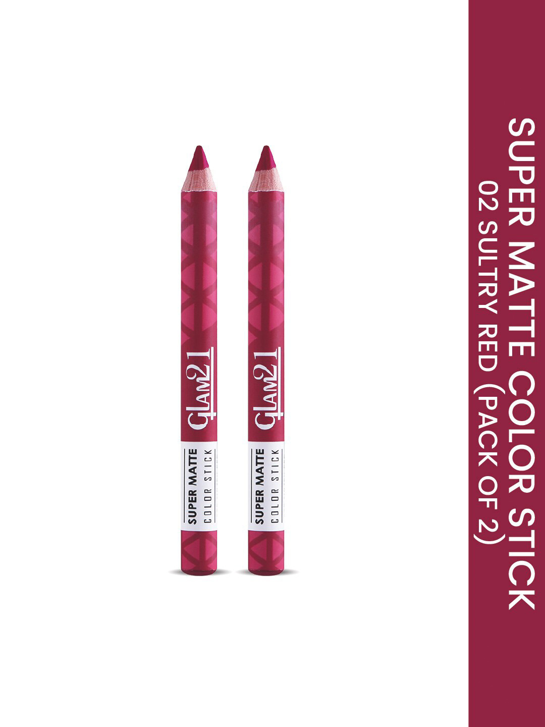 

GLAM21 Set Of 2 Super Matte Non-Drying Long-Lasting Colorstick - Sultry Red 02, Maroon