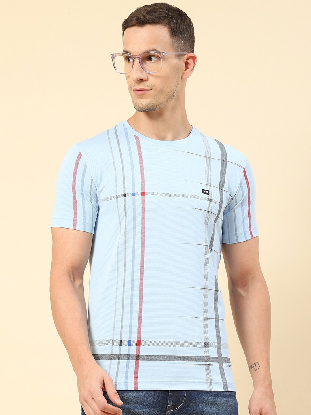 

Monte Carlo Striped Round Neck T-shirt, Blue