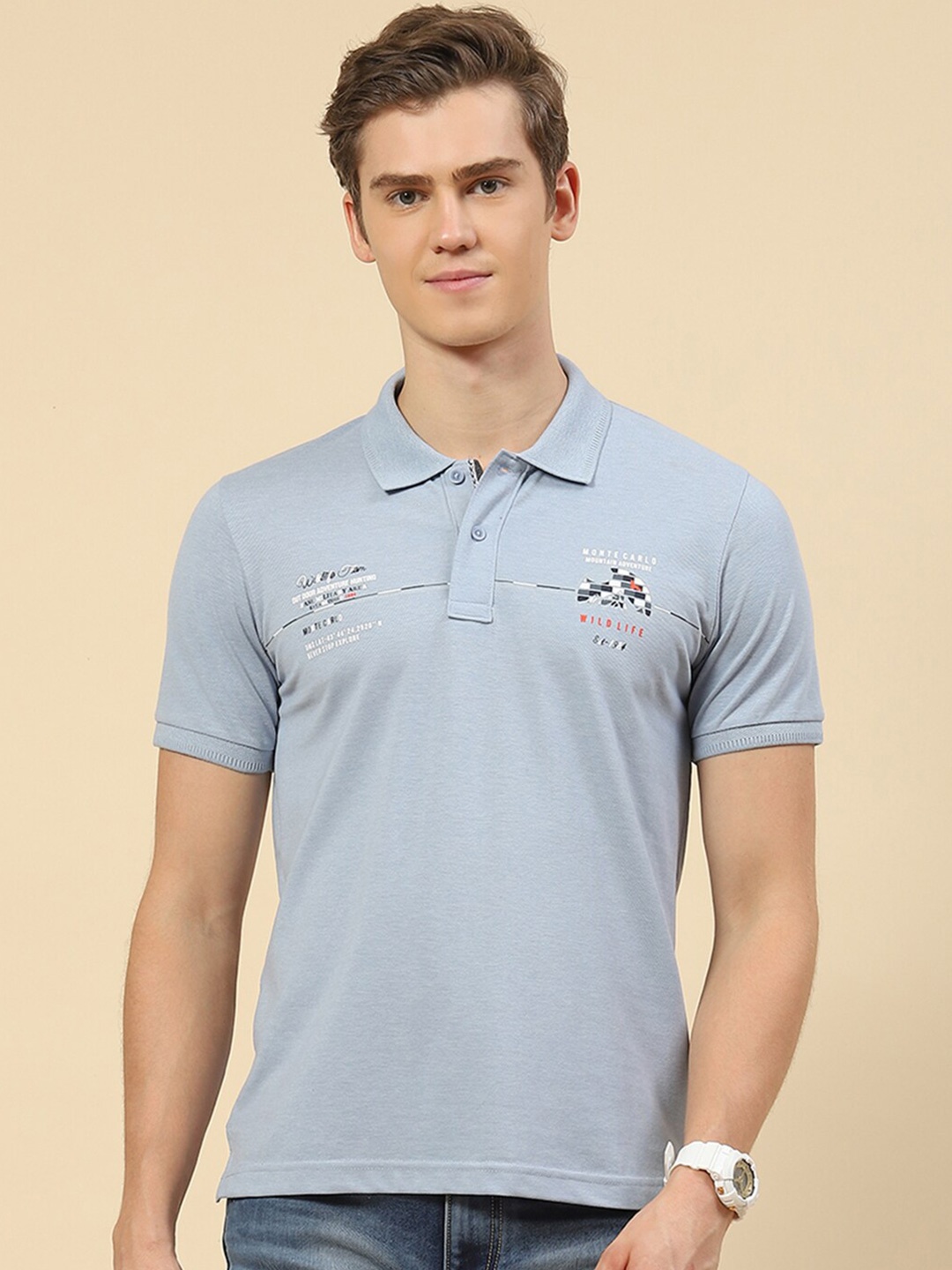 

Monte Carlo Short Sleeves Polo Collar Regular T-shirt, Grey