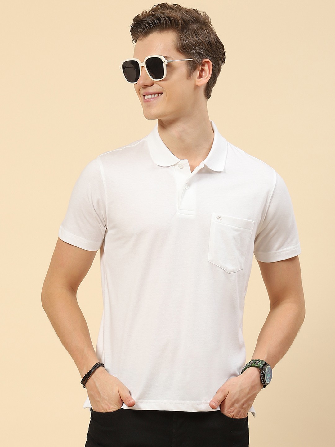 

Monte Carlo Polo Collar Pockets T-shirt, White