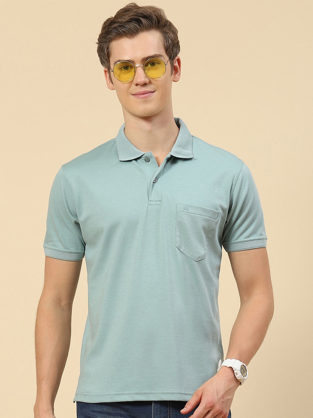 

Monte Carlo Regular Chest Pocket Polo Collar T-shirt, Blue