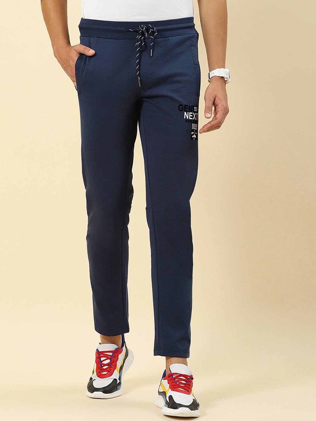 

Monte Carlo Men Mid Rise Track Pants, Navy blue