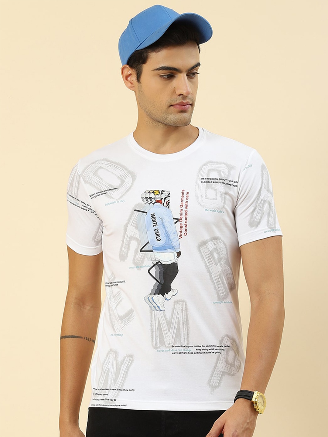 

Monte Carlo Graphic Printed Round Neck T-Shirt, White