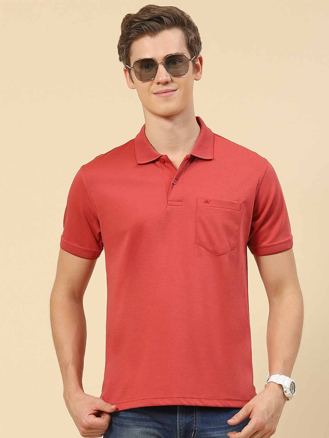 

Monte Carlo Polo Collar Regular Fit T-shirt, Red