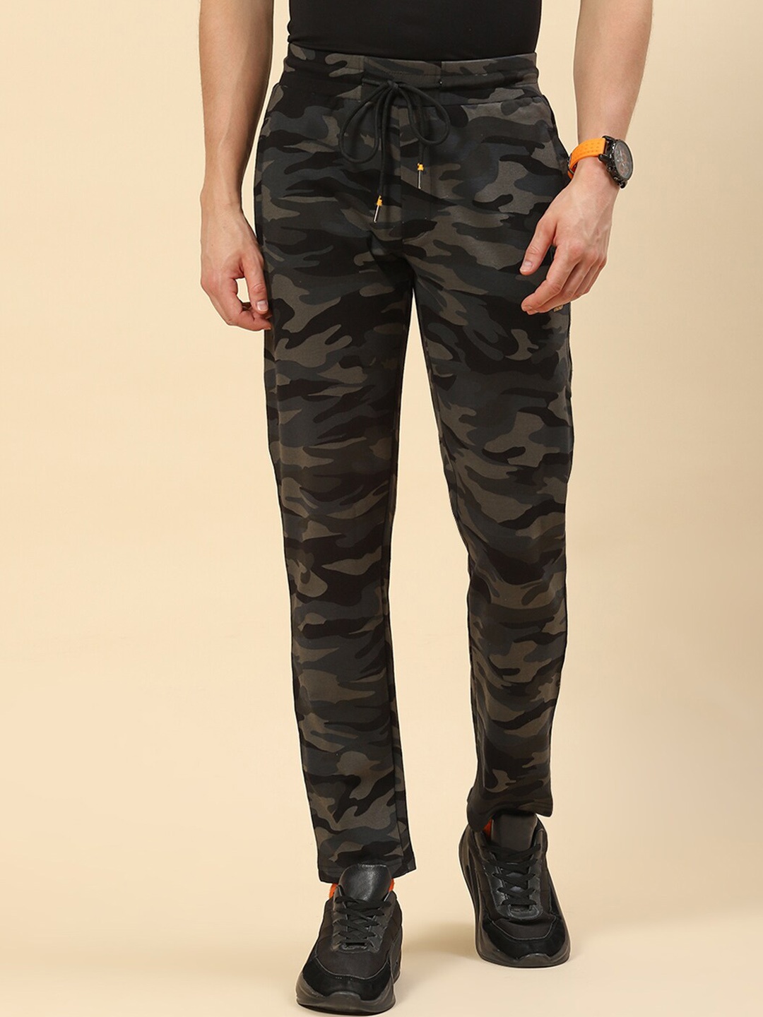 

Monte Carlo Men Camouflage Printed Track Pants, Black