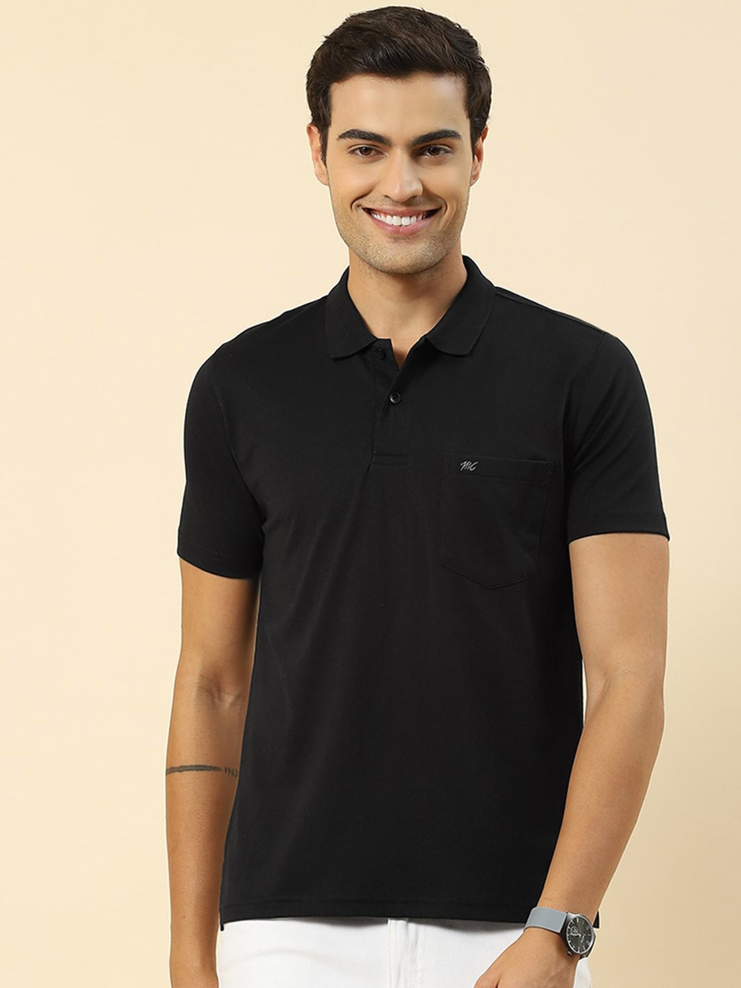 

Monte Carlo Polo Collar Regular Fit T-shirt, Black
