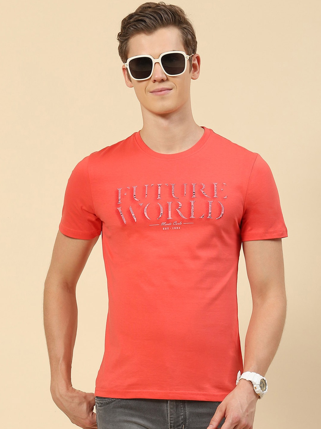 

Monte Carlo Typography Printed T-shirt, Coral