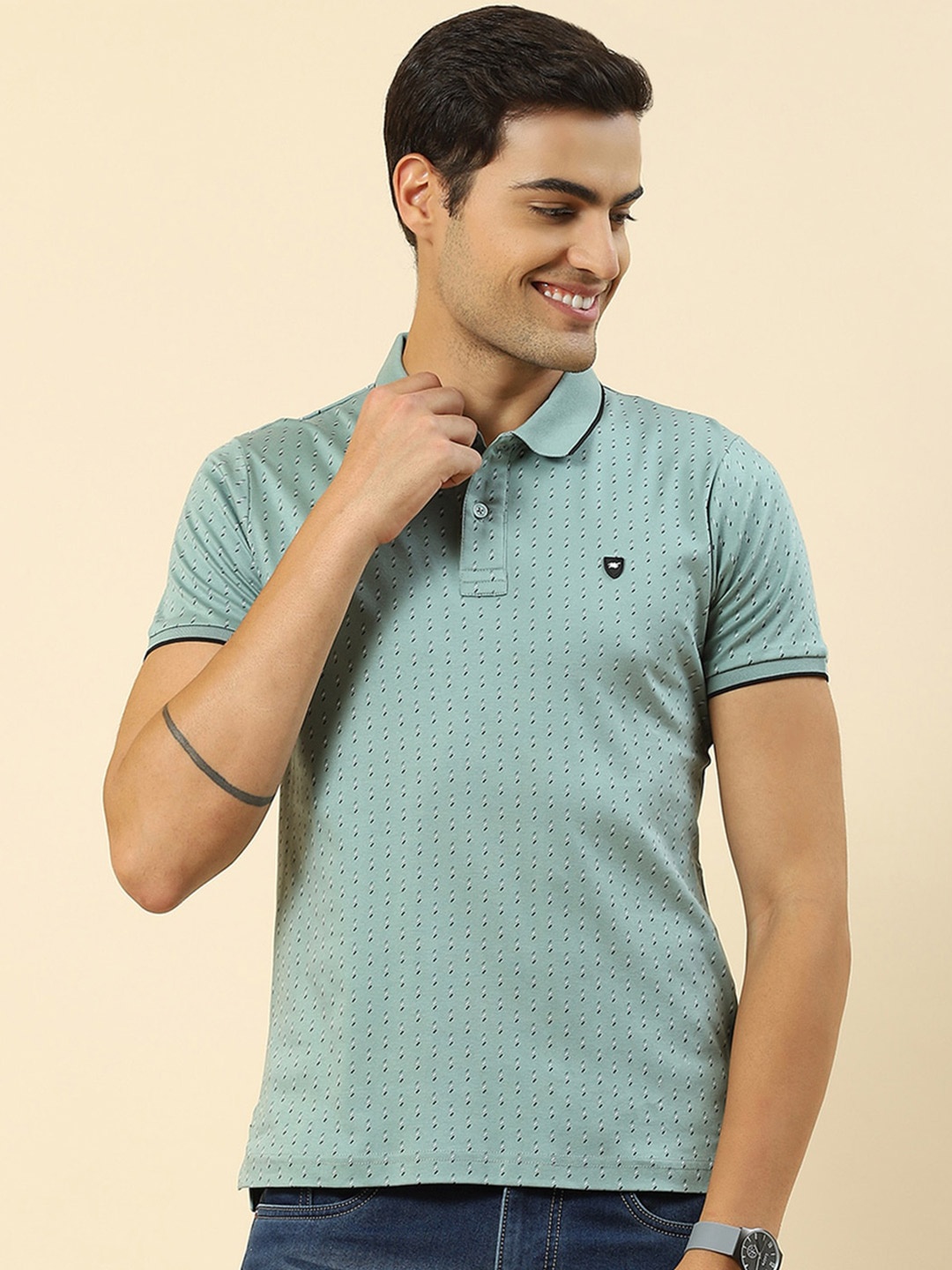 

Monte Carlo Printed Polo Collar T-shirt, Green