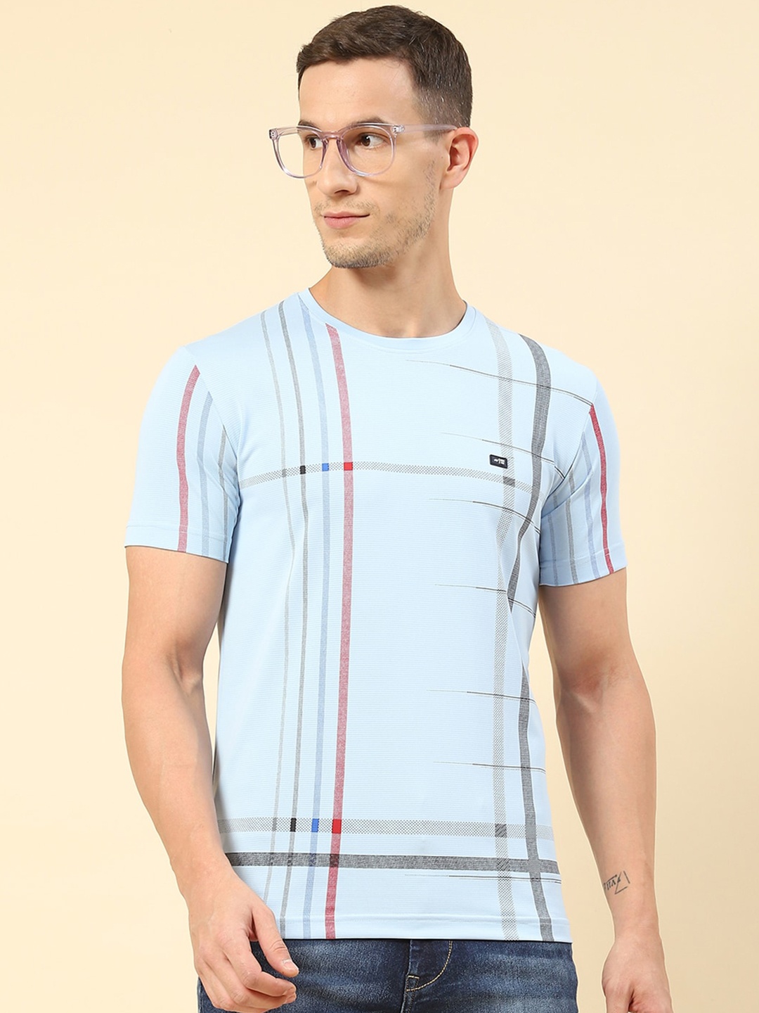 

Monte Carlo Striped Round Neck T-Shirt, Blue
