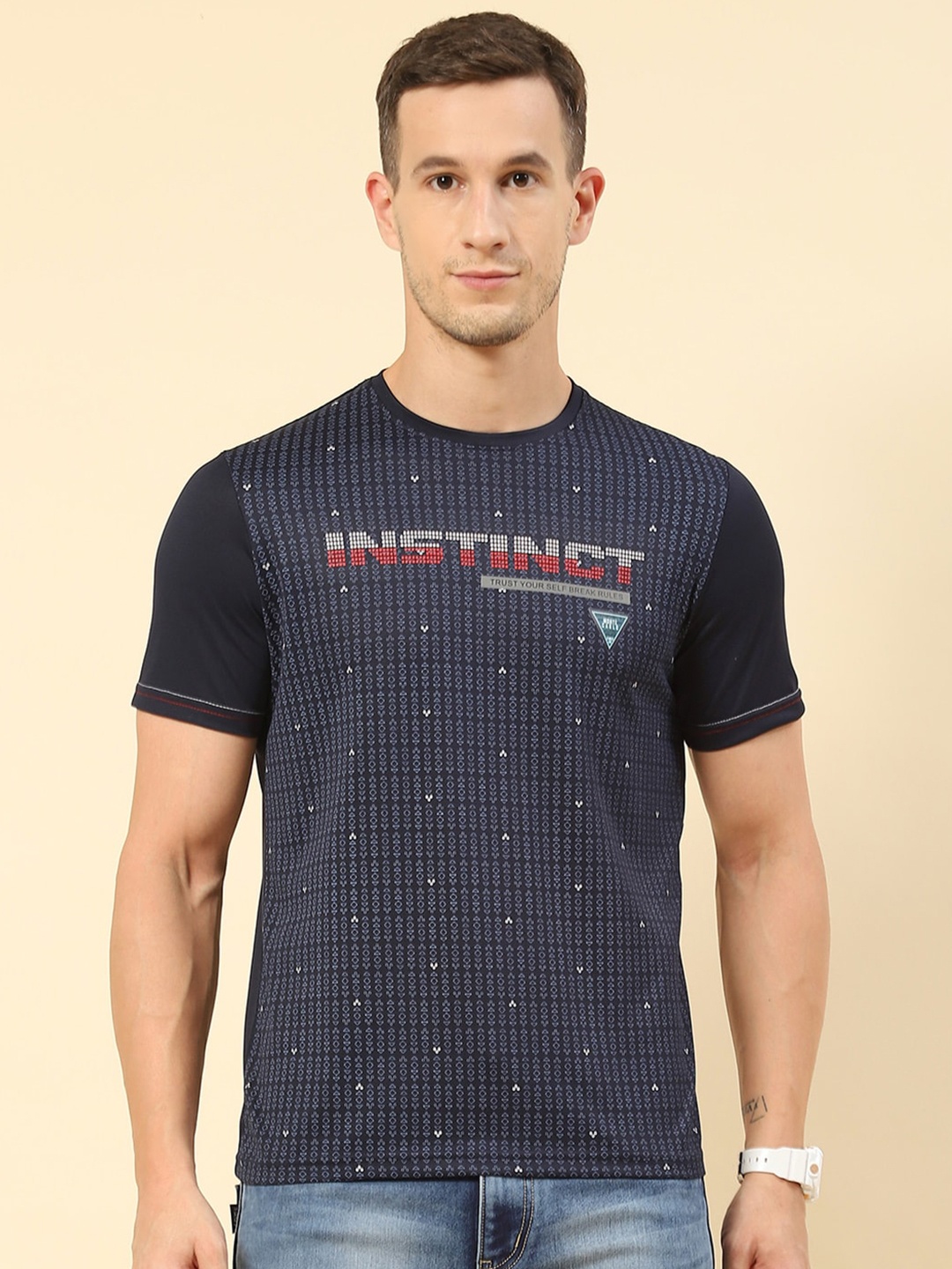 

Monte Carlo Geometric Printed T-shirt, Navy blue