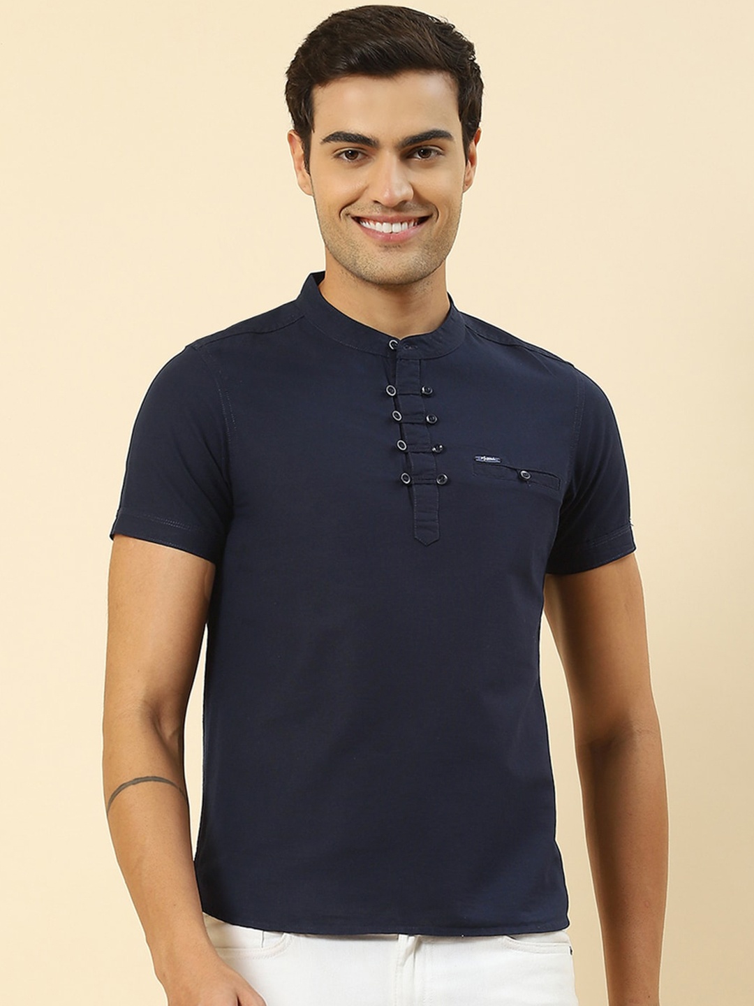 

Monte Carlo Henley Neck T-shirt, Navy blue