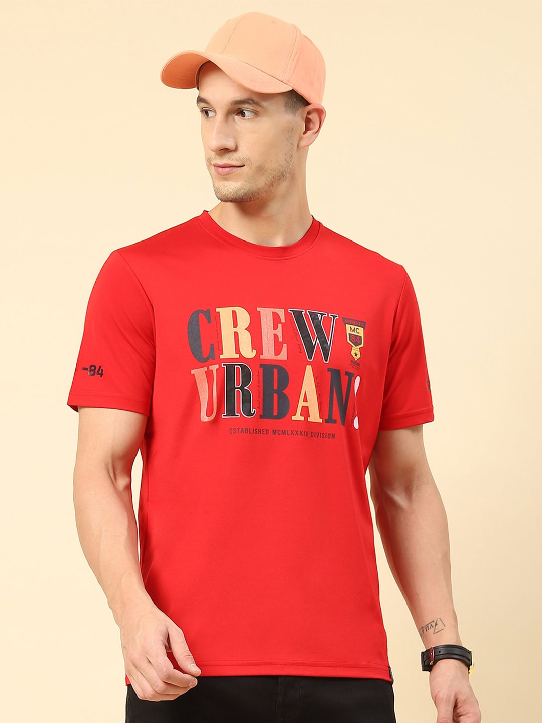 Monte Carlo Typography Printed Round Neck T-Shirt, Red