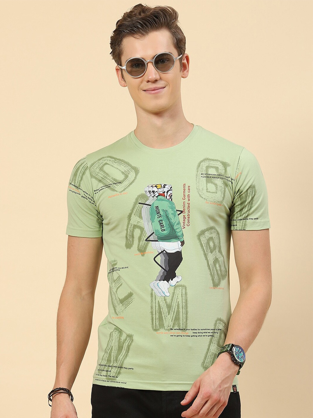 

Monte Carlo Typography Printed Round Neck T-Shirt, Olive