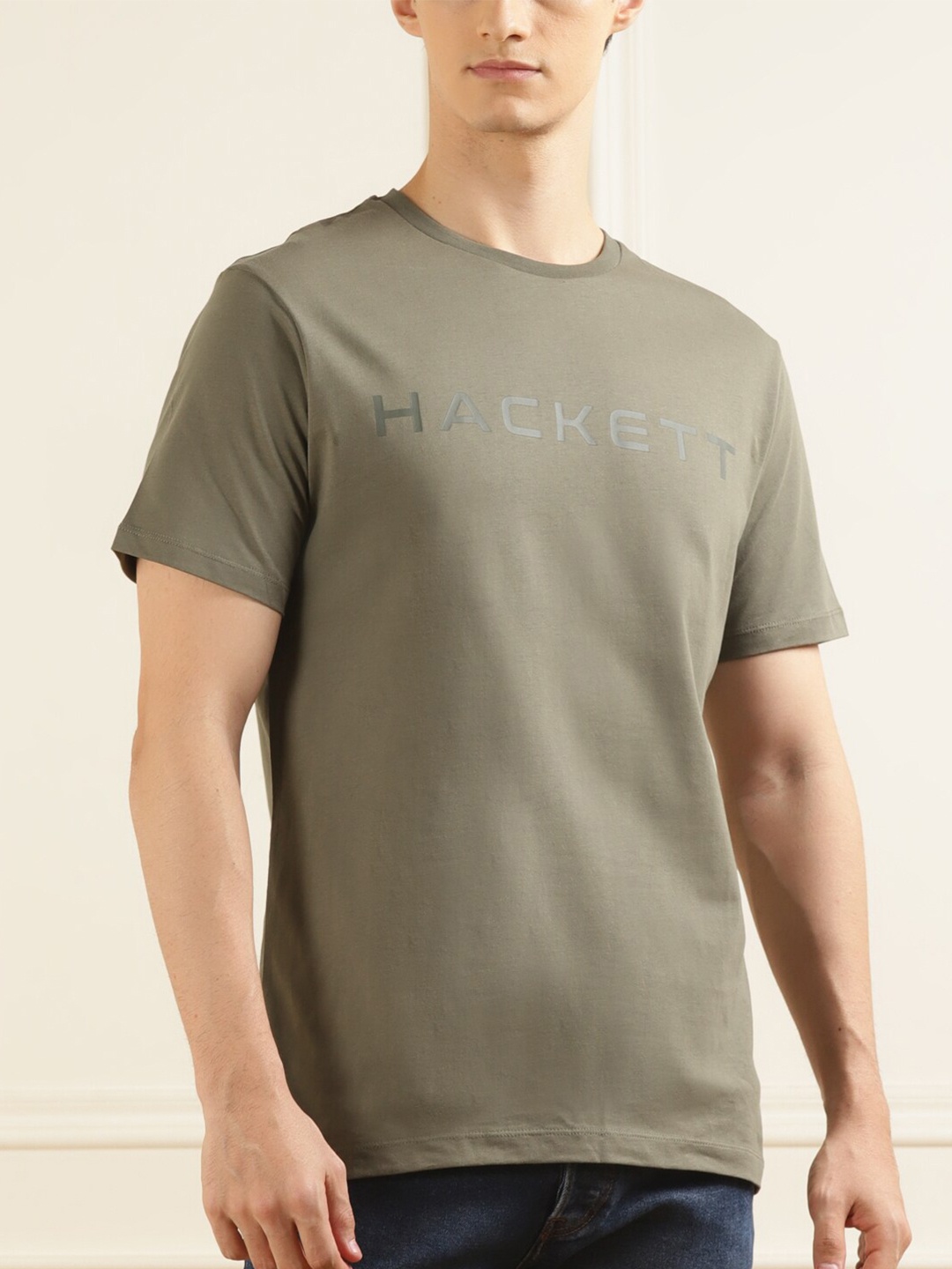 

HACKETT LONDON Typography Printed Cotton T-shirt, Olive