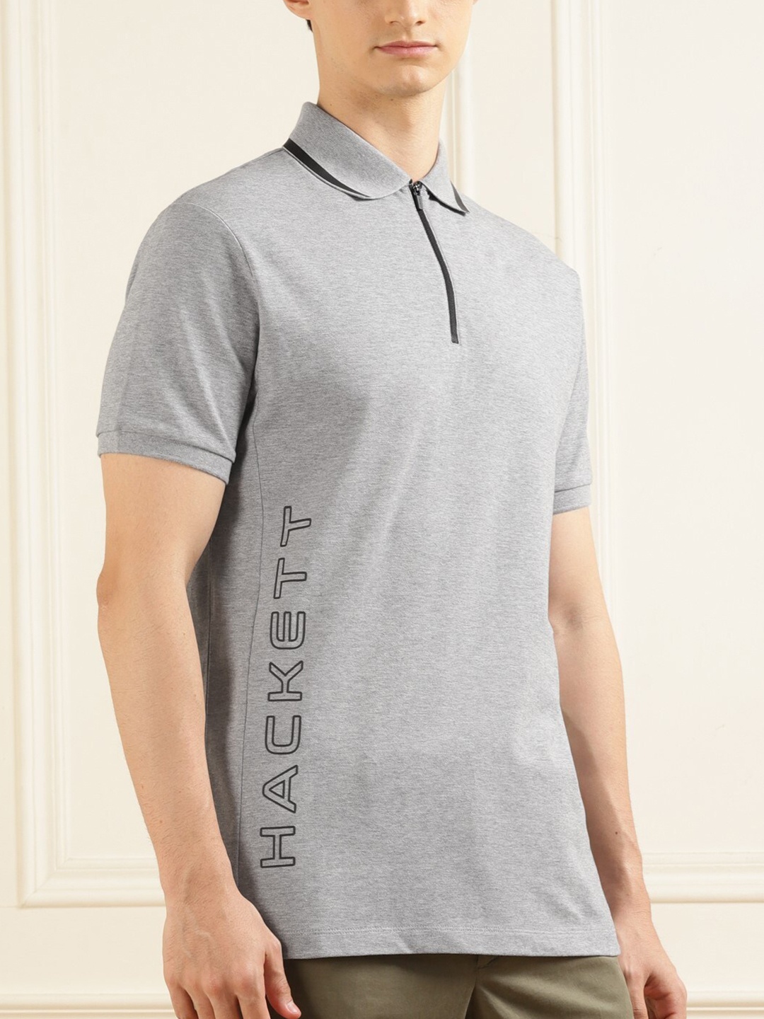 

HACKETT LONDON Polo Collar Cotton T-shirt, Grey