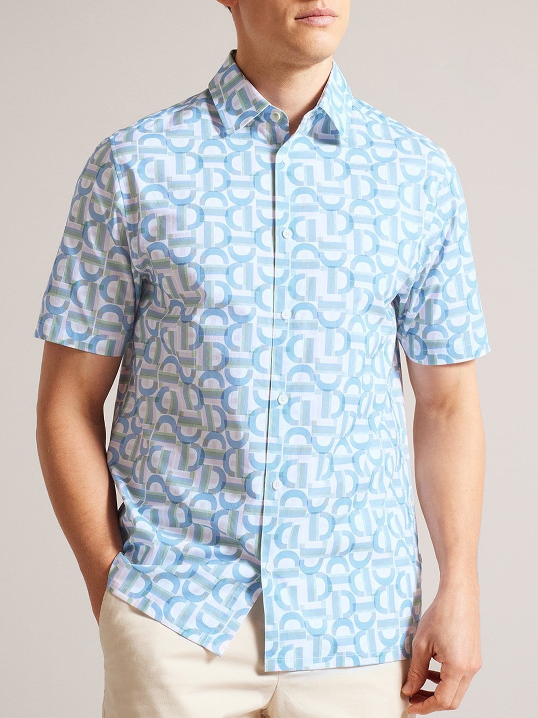 

Ted Baker Geometric Printed Cotton Casual Shirt, Blue