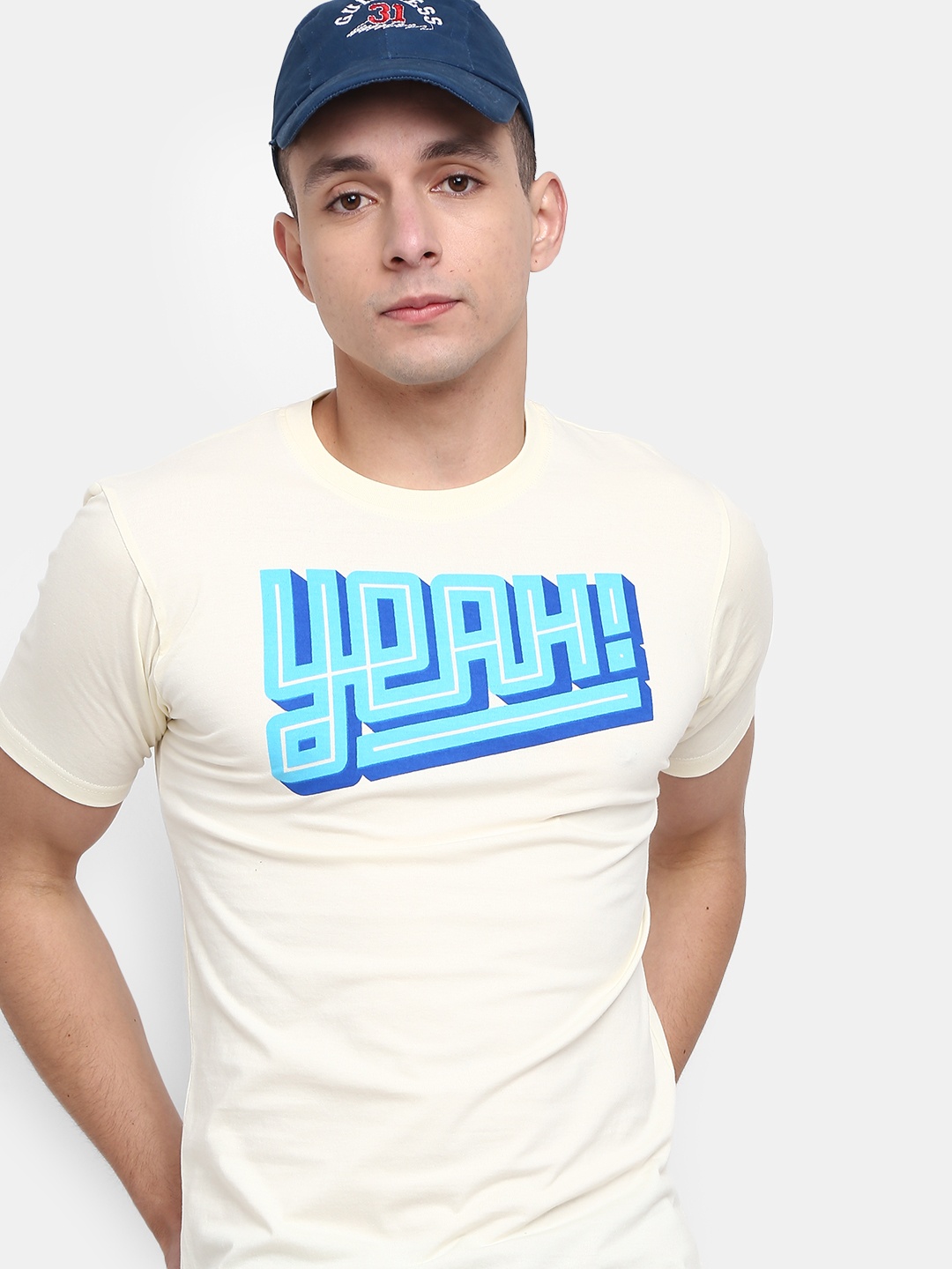 

V-Mart Typography Printed Cotton Slim Fit T-shirt, White