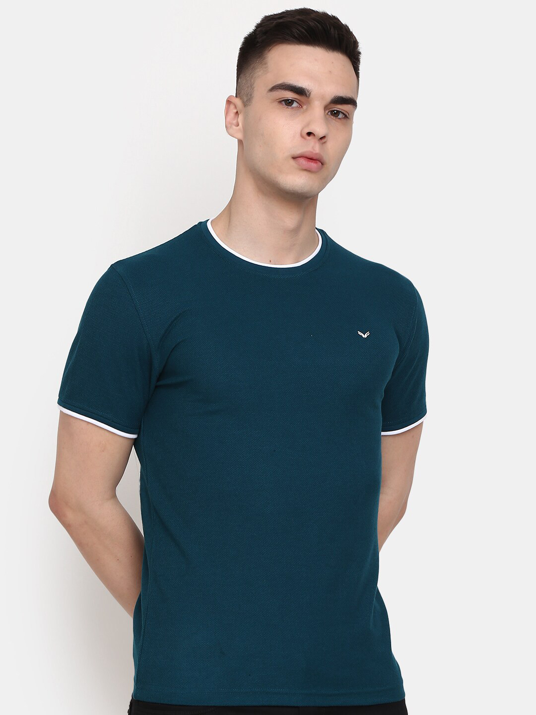 

V-Mart Round Neck Cotton Slim Fit T-shirt, Navy blue