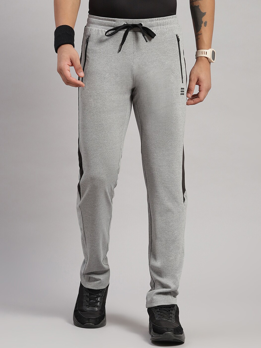

rock.it Men Mid-Rise Track Pants, Grey melange