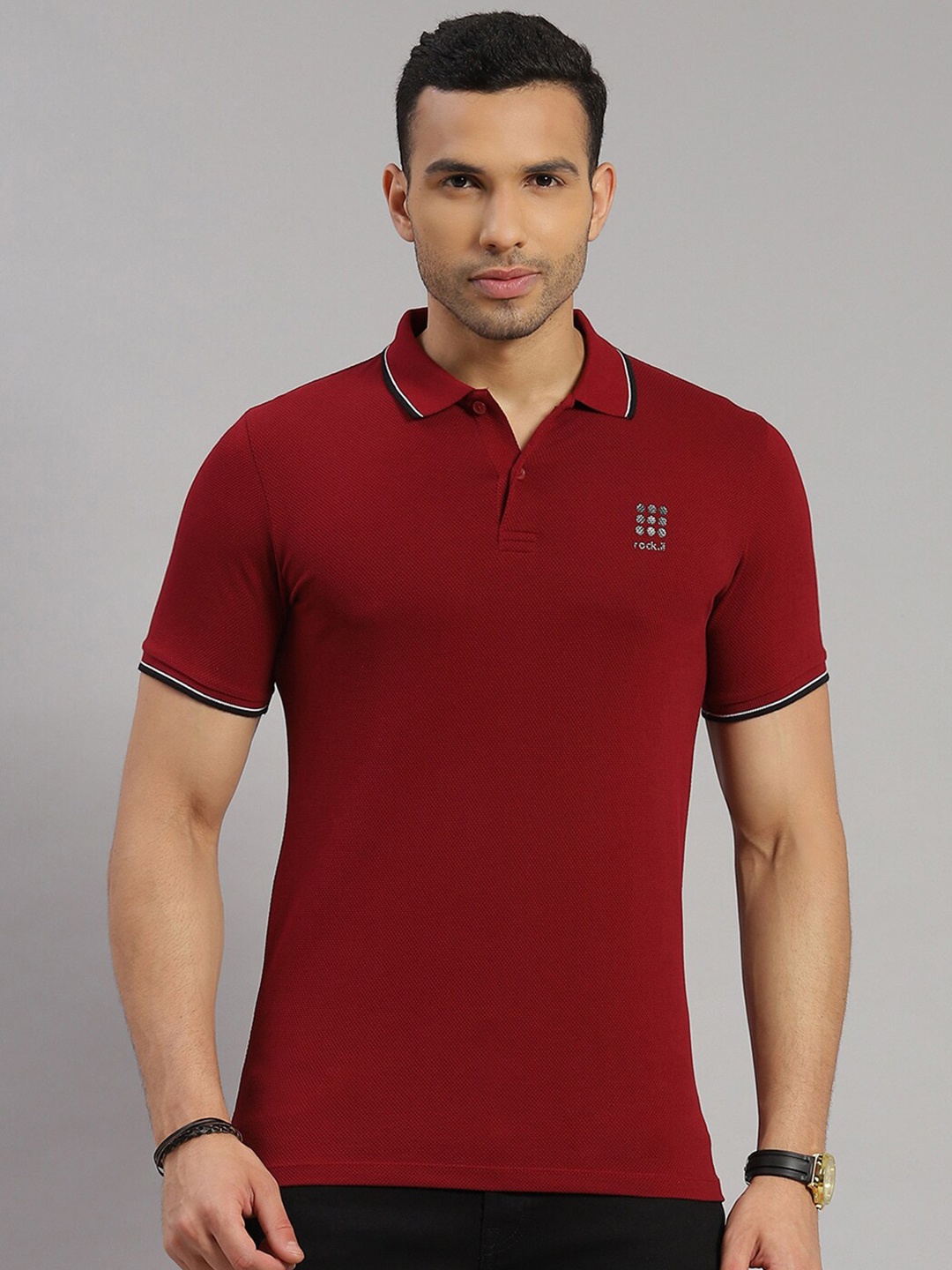 

rock.it Polo Collar Slim Fit Cotton T-shirt, Burgundy