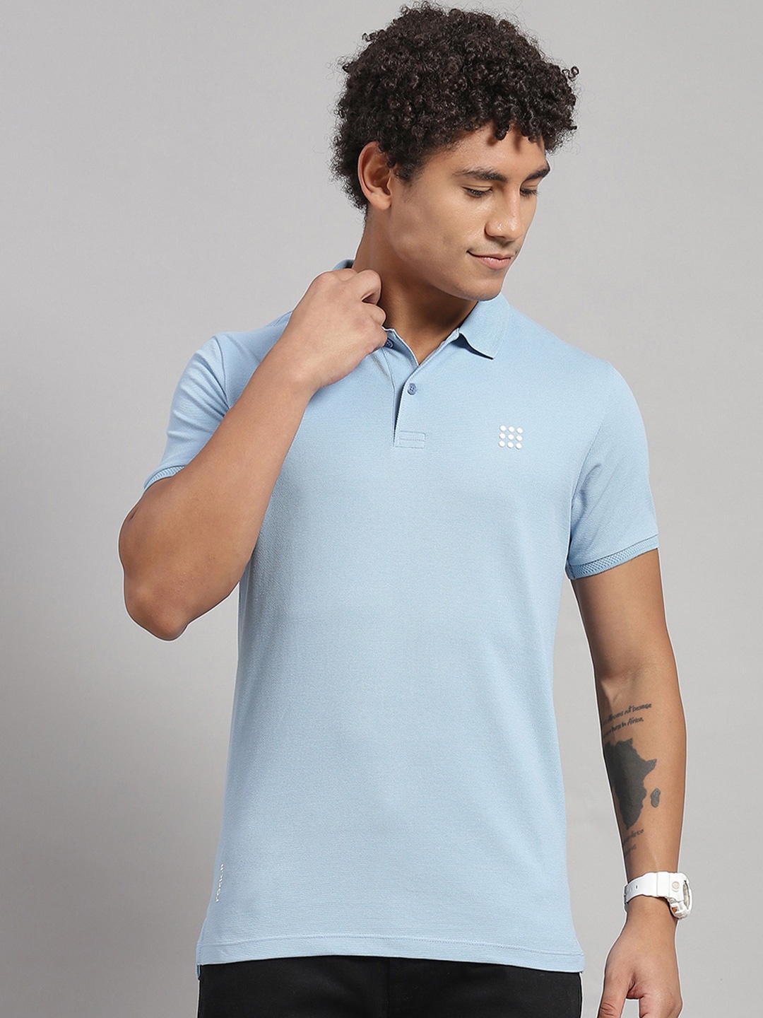 

rock.it Polo Collar Slim Fit Cotton T-shirt, Blue