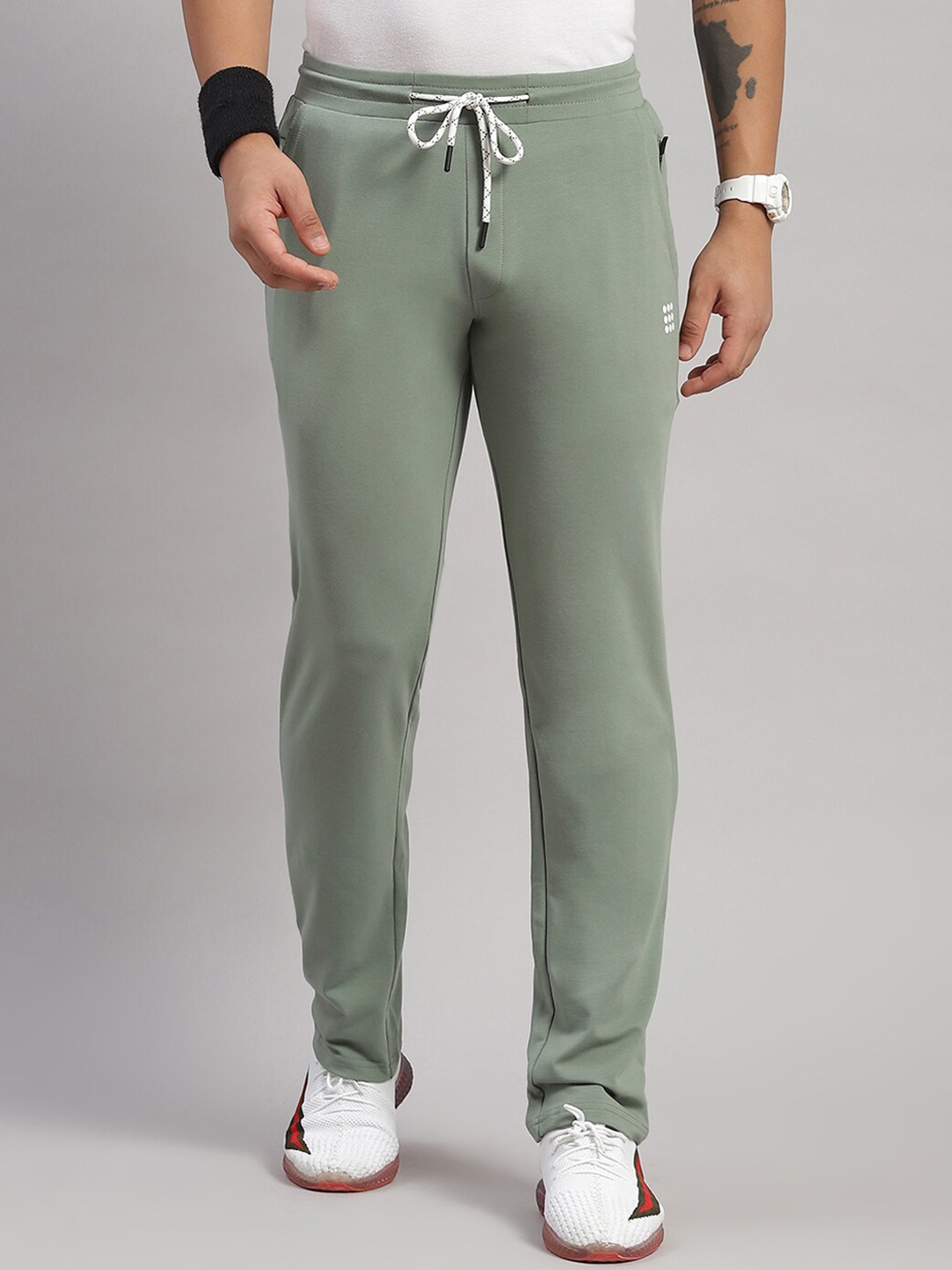 

rock.it Men Mid-Rise Slim-Fit Track Pants, Green