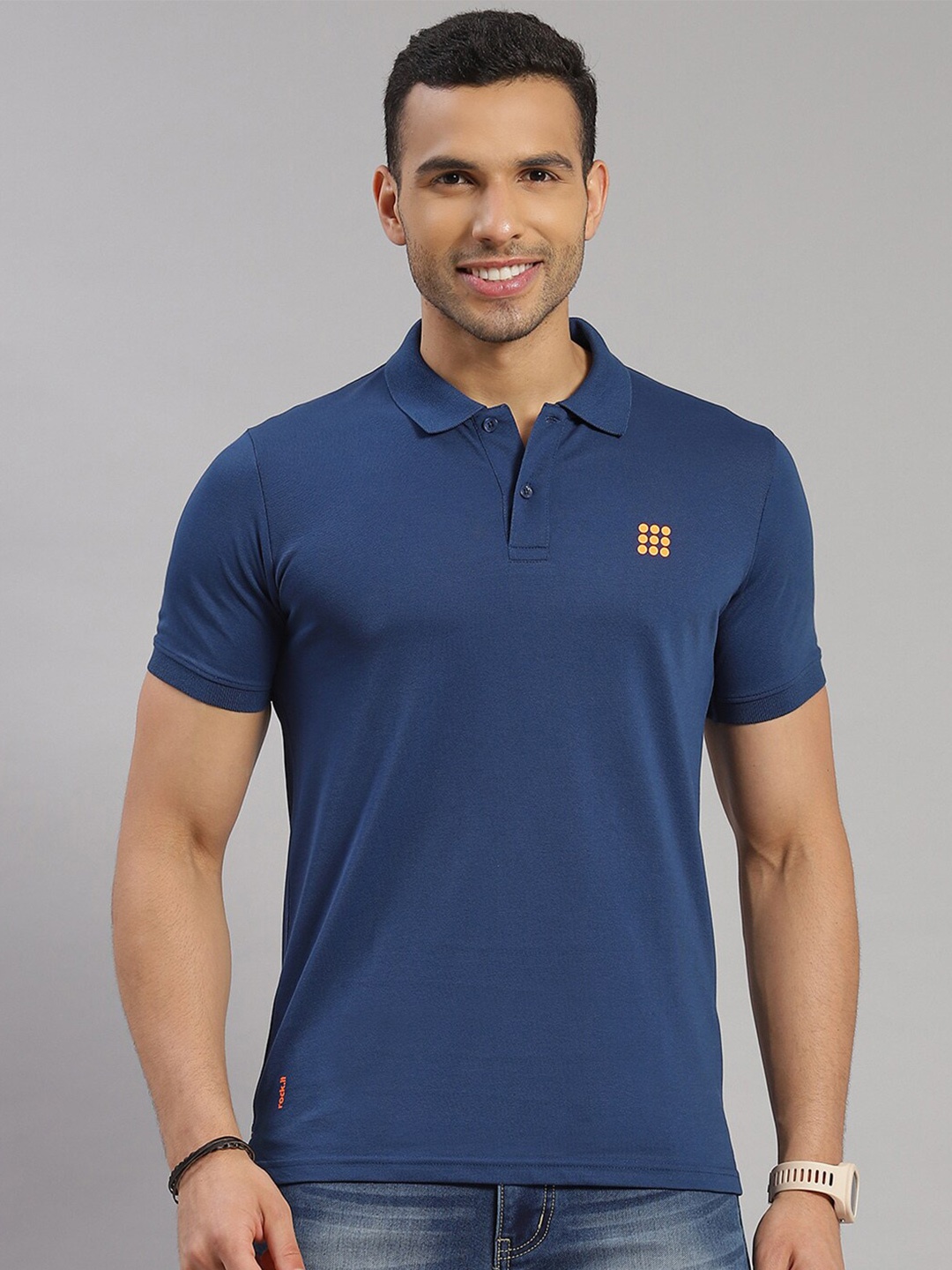 

rock.it Polo Collar Slim Fit Cotton T-shirt, Blue