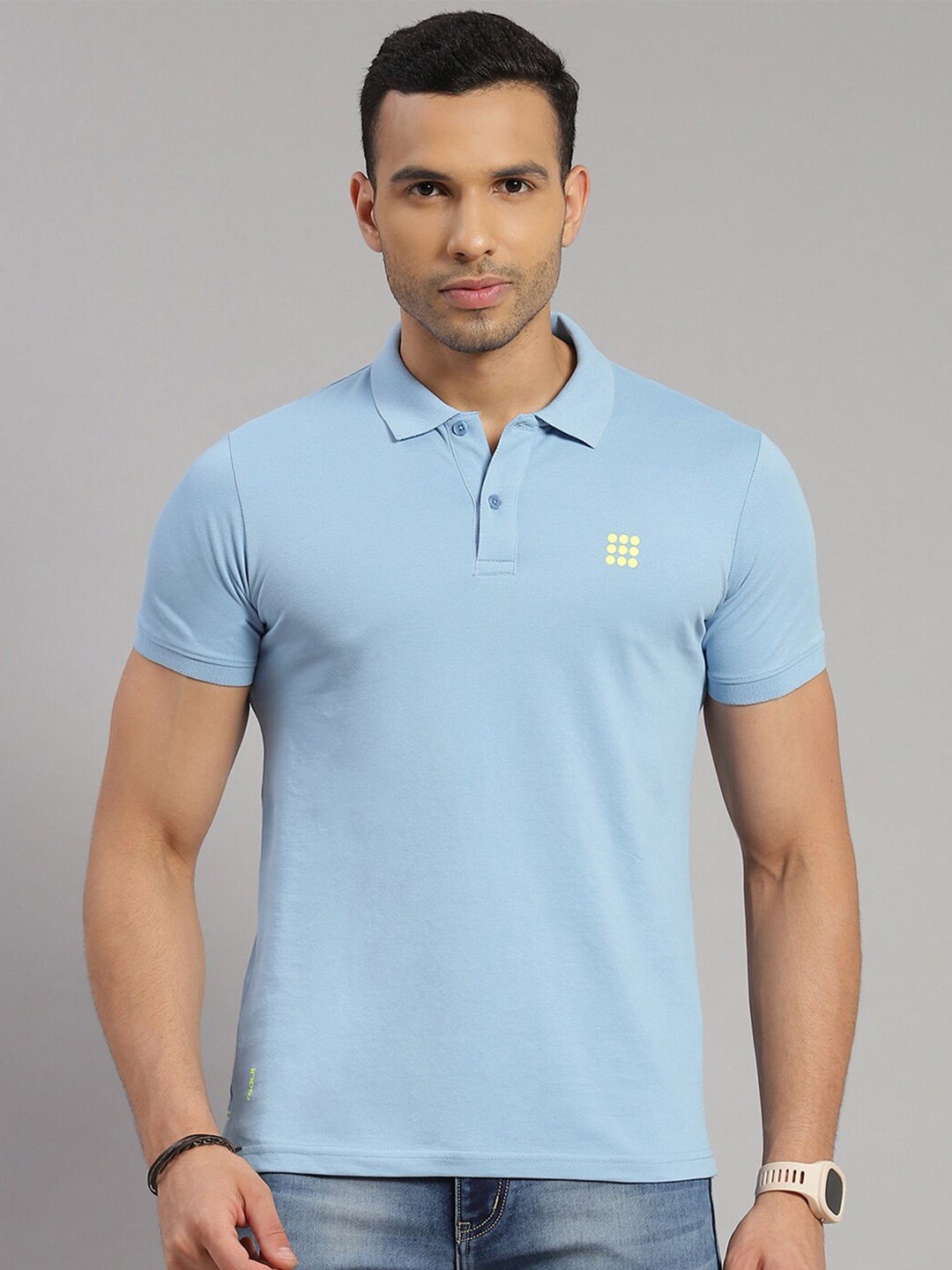 

rock.it Polo Collar Slim Fit Cotton T-shirt, Blue