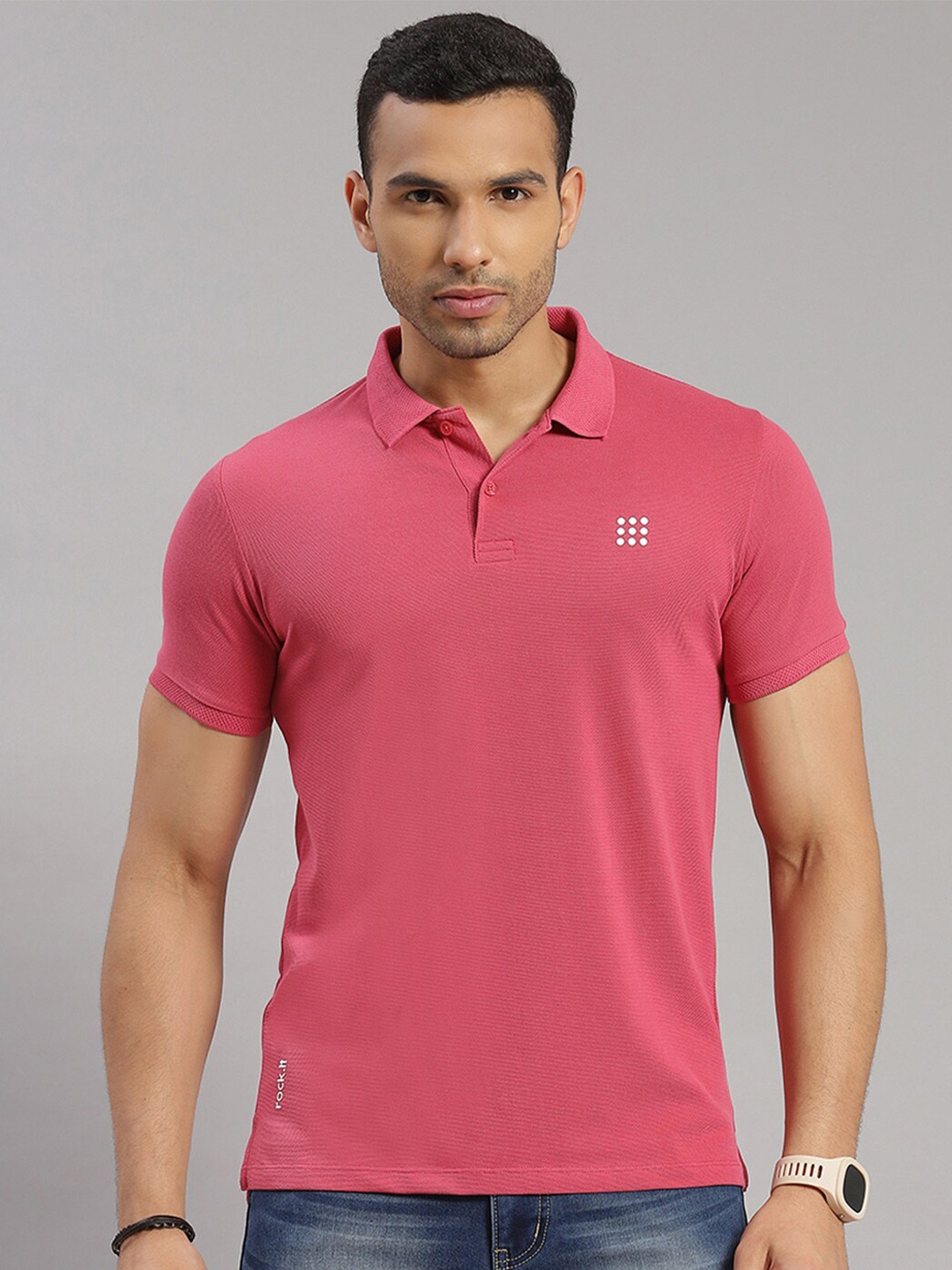 

rock.it Polo Collar Slim Fit Cotton T-shirt, Rose