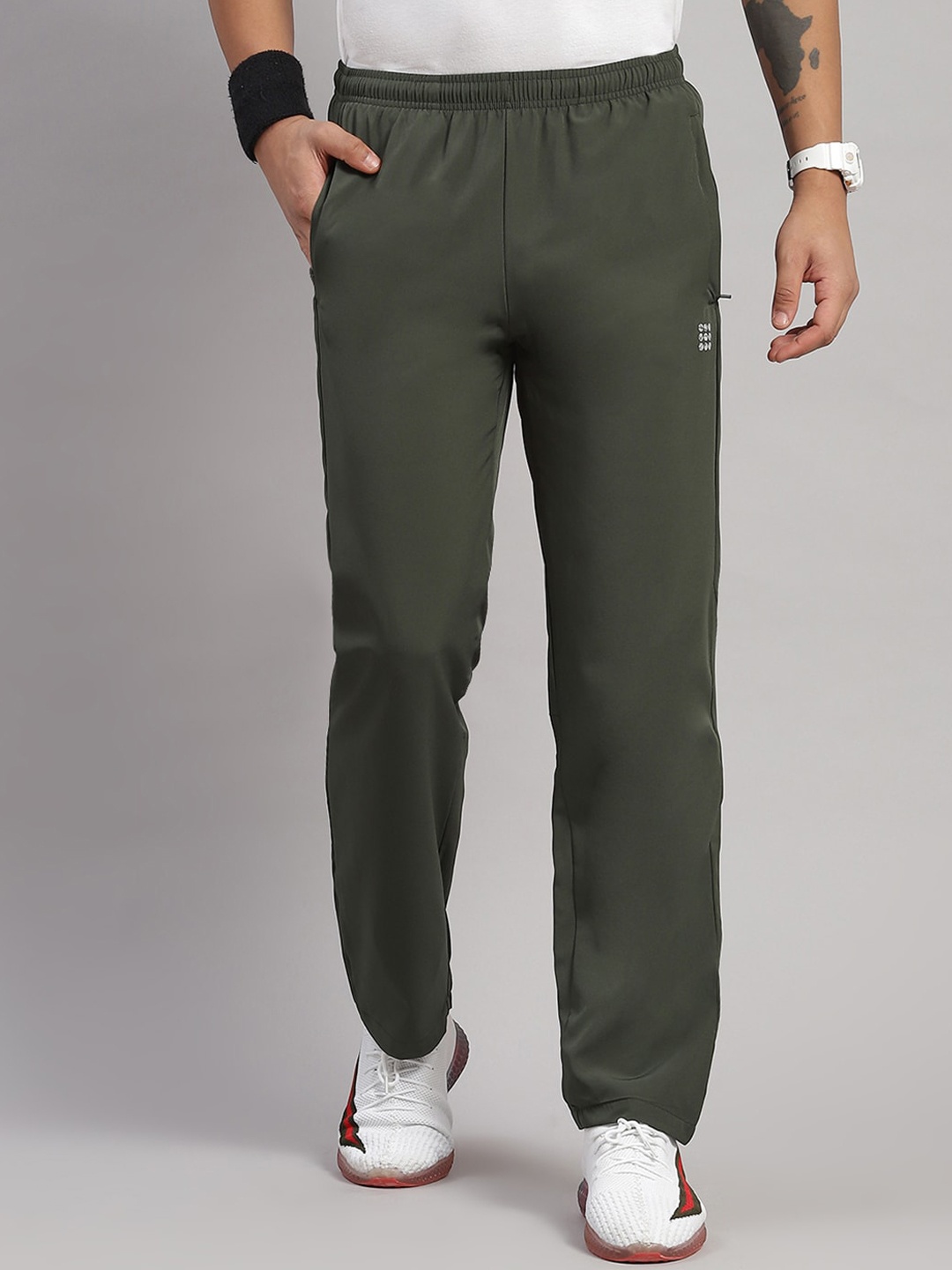 

rock.it Men Mid-Rise Sports Track Pant, Olive
