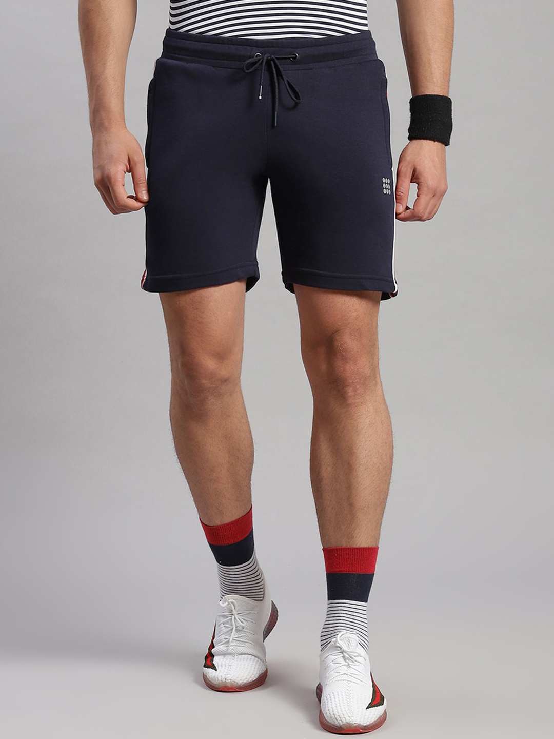 

rock.it Men Mid Rise Slim Fit Cotton Sports Shorts, Navy blue