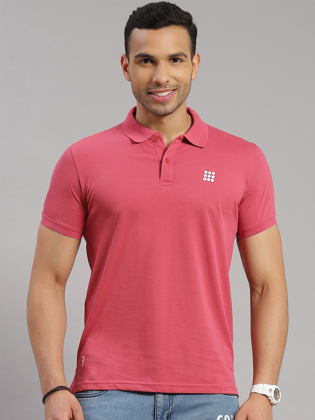 

rock.it Polo Collar Slim Fit Cotton T-shirt, Rose
