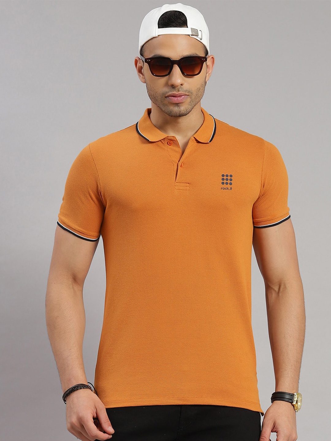 

rock.it Polo Collar Slim Fit Cotton T-shirt, Brown