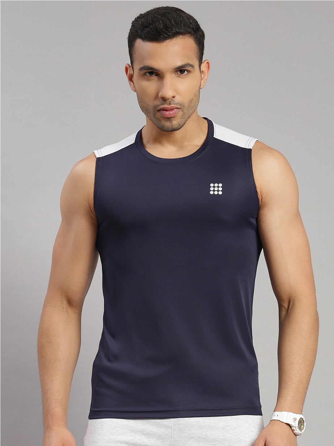

rock.it Sleeveless Round Neck T-shirt, Navy blue