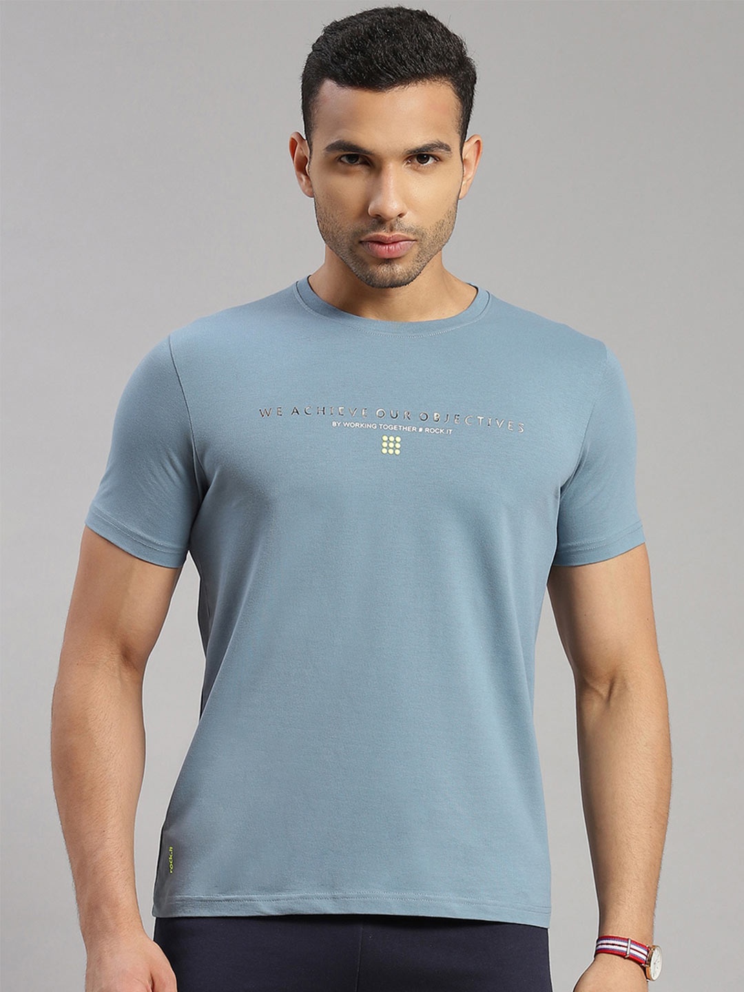 

rock.it Typography Printed Slim Fit T-shirt, Blue
