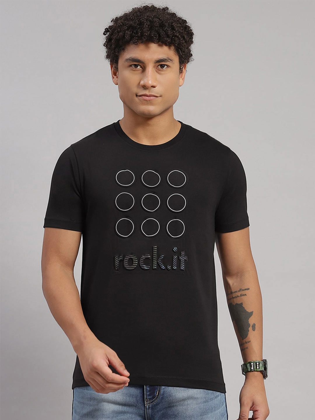 

rock.it Typography Printed Slim Fit T-shirt, Black