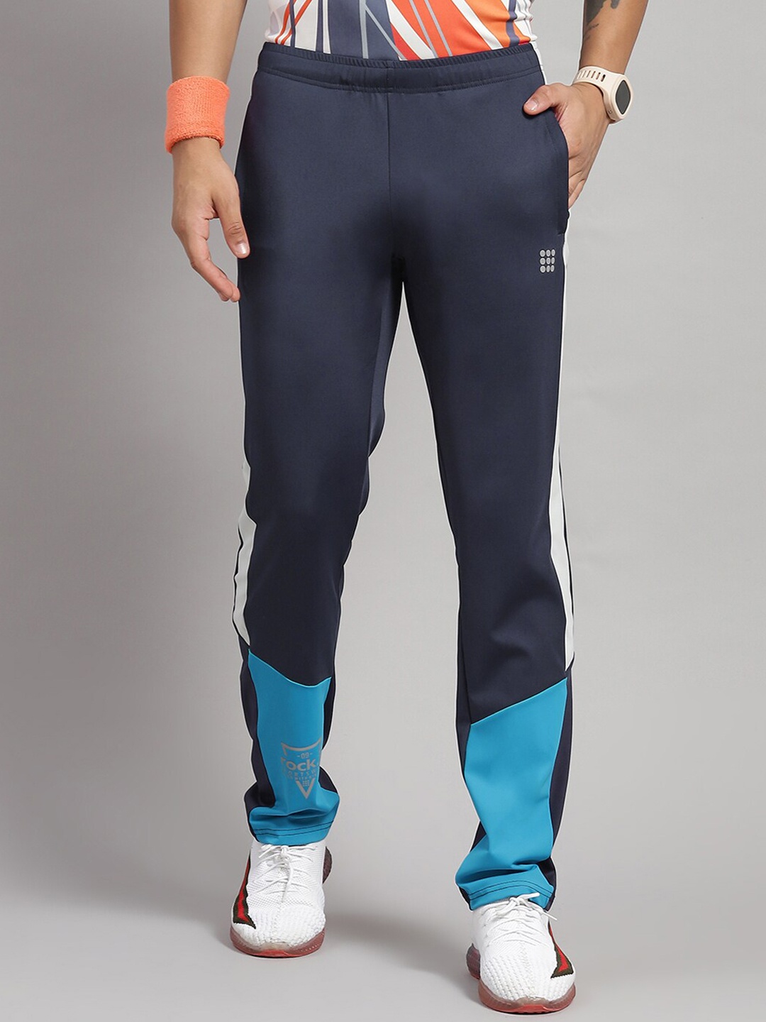 

rock.it Men Mid-Rise Sports Track Pants, Navy blue