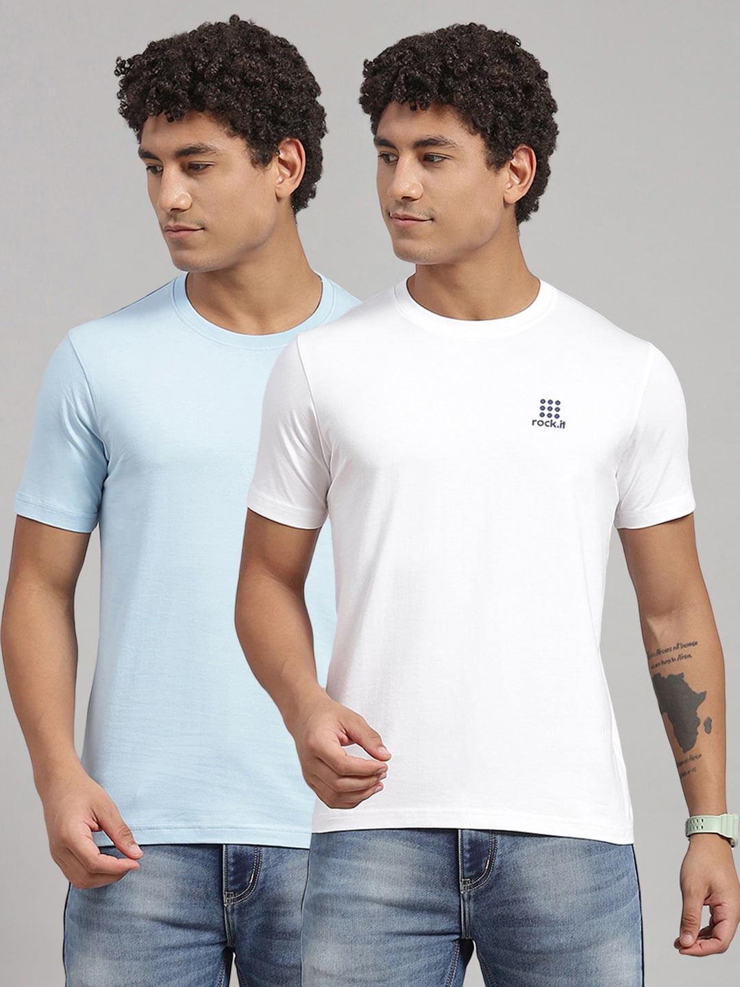 

rock.it Pack of 2 Round Neck Slim Fit T-shirt, Blue