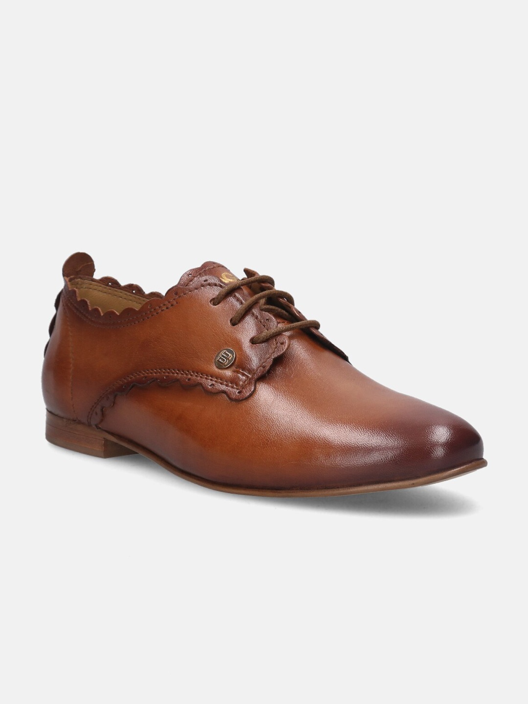 

BAGATT Anamica Cognac Women Textured Lace-Ups Leather Formal Derbus, Brown