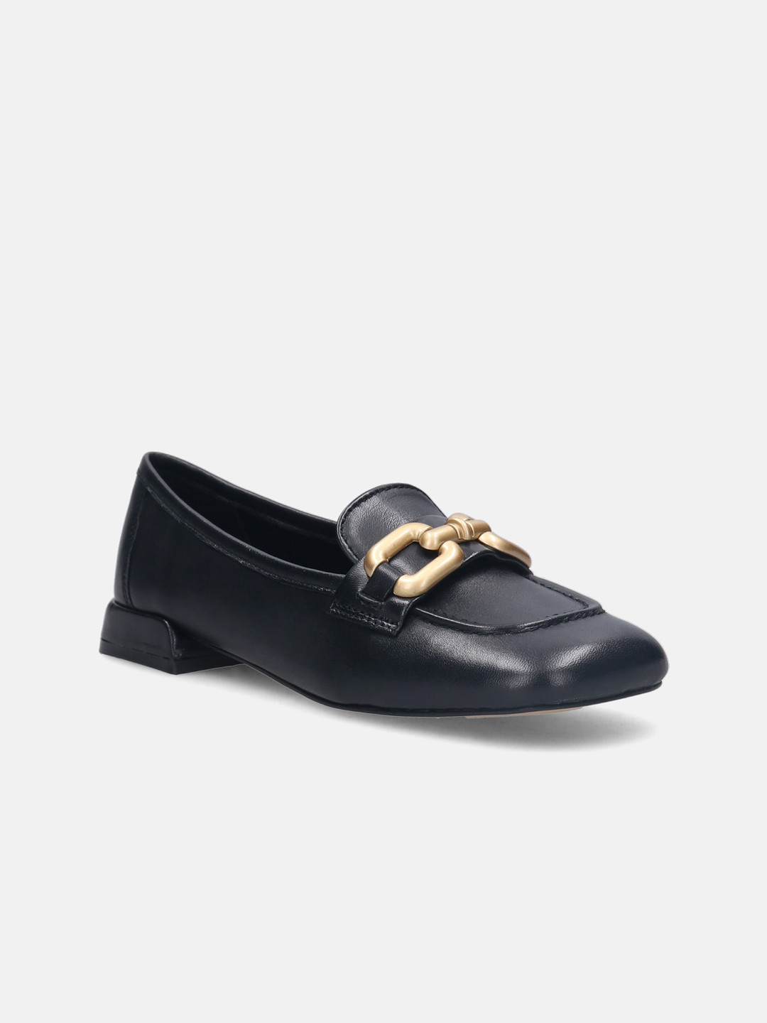

BAGATT Women Buckle Embellished Leather Loafers, Black