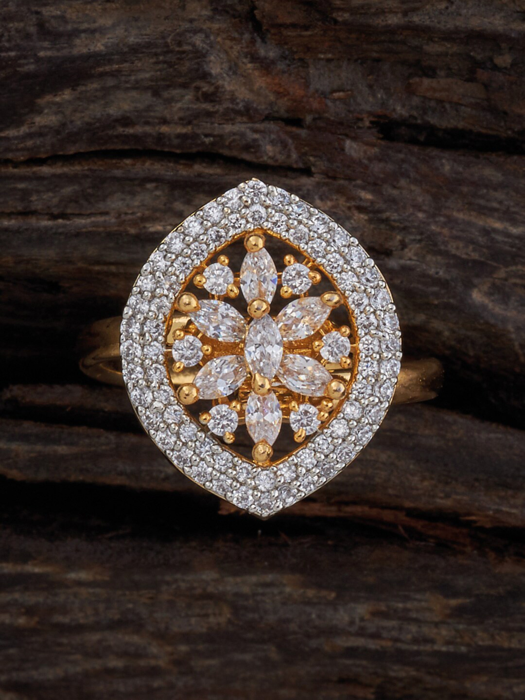 

UNIVERSITY TRENDZ Gold-Plated CZ Studded Adjustable Finger Ring