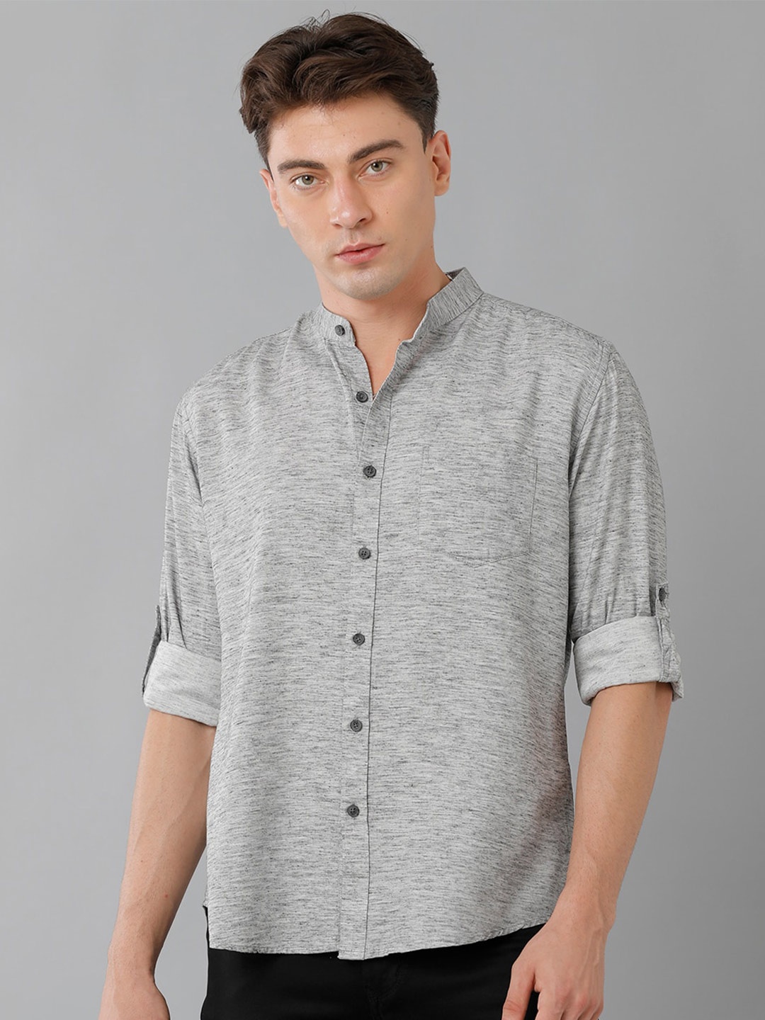 

YOVISH Men Self Design Cotton Casual Shirt, Grey