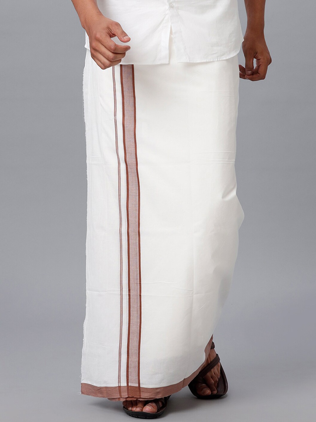 

Ramraj Men Double Layer Cotton Dhotis, White